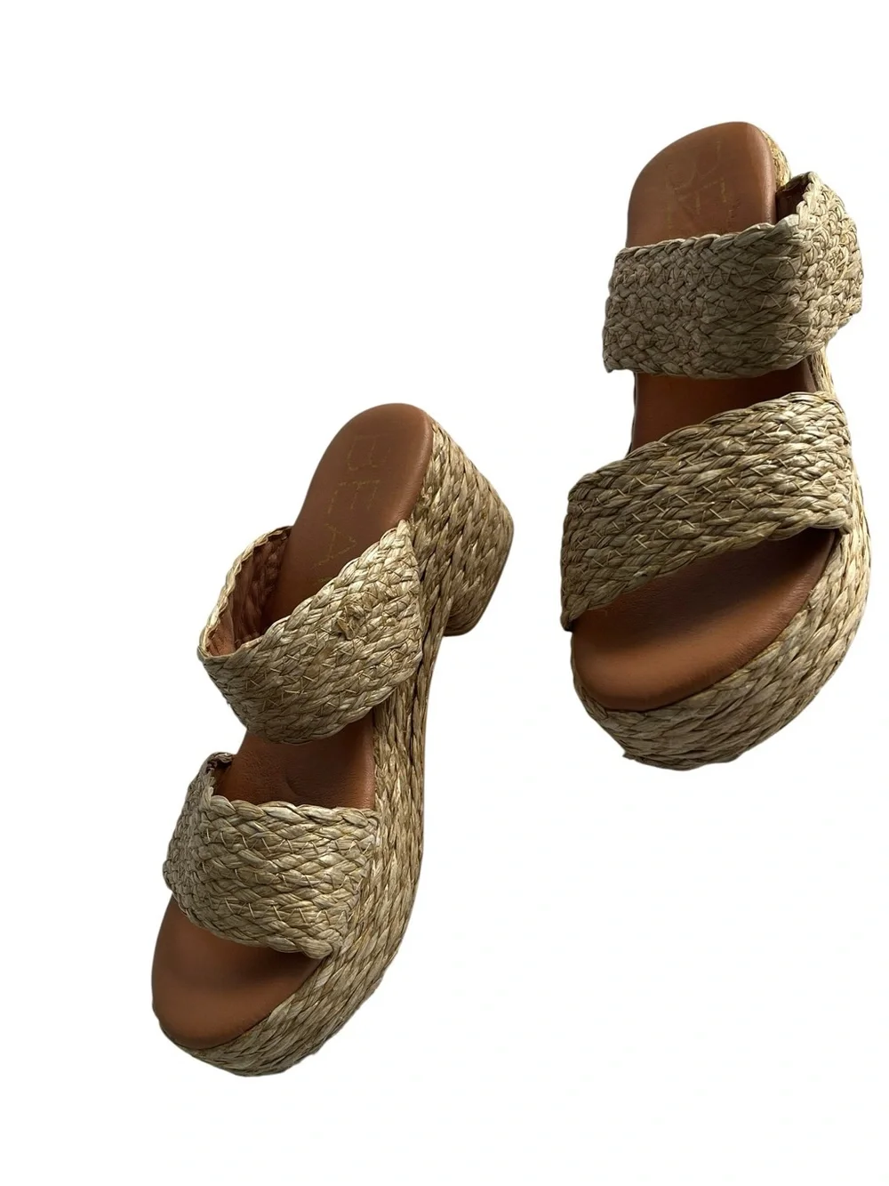 Matisse Raffia Woven Platform Slide Sandal - Natural Sz 10